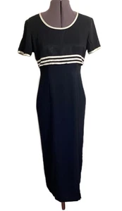 Vtg 90s Black White Sporty Minimal Dress Size 5/6 (S) Meredith Blake Preppy Mod - Picture 1 of 15