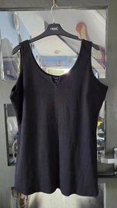 Newlook Black Rib Stretch Summer Vest Top Size 22 - Picture 1 of 7