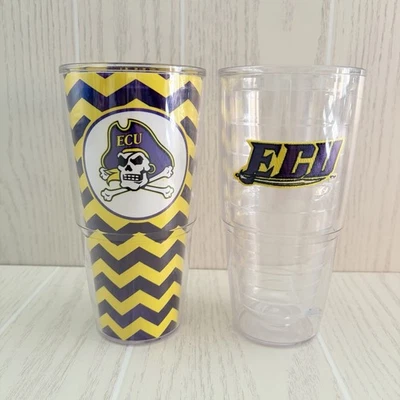 Tervis ECU 24oz Tumbler Lot Of 2 East Carolina University Pirates Purple Yellow - Image 1 of 4