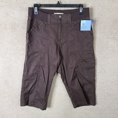 Calça Lee Feminina 8 Marrom Movimento Moderno Ajuste Fácil Skimmer Carga Capri Elástica NOVA - Imagem 1 de 4