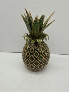 WOW!  A Welcome Cloisonne Green Gold  Pineapple  Candle Holder. So Cool, I’m No - Picture 1 of 8