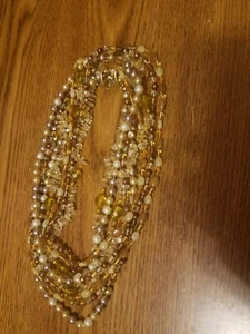 Joan Rivers Twistable NECKLACE Gold 4 Strands Pearl Bead Crystal Torsade - Picture 1 of 8