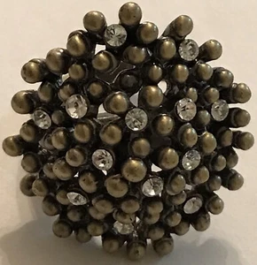 KIAM FAMILY BRUTALIST BRONZE/RHINESTONE ABSTRACT THEME RING SIZE 6 - Bild 1 von 7