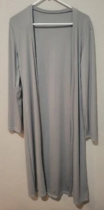 Nuevo Moda Plumero Cárdigan Largo Mujer Talla Única Gris Abierto Acanalado Minimalista - Imagen 1 de 5