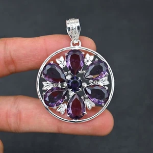 Colgante de piedras preciosas de amatista de plata de ley 925 hecho a mano joyería regalo para ella - Imagen 1 de 5
