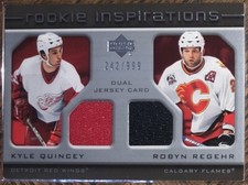 2005-06 UPPER DECK ROOKIE UPDATE KYLE QUINCY ROBYN REGEHR ROOKIE GAME USED /999
