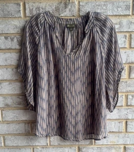 Anthropologie Fei 3/4 Sleeve 100% Silk V-Neck Sheer Blouse Women's Size 4 - Picture 1 of 7