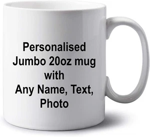 Personalised Jumbo 20oz Coffee Mug Custom Name Extra Large Photo Mug Tea Cup - Picture 1 of 36
