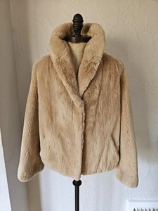 Sheared Beaver Fur coat jacket taupe dusty rose size XS - Picture 1 of 17