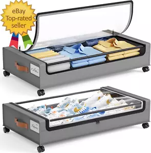 under Bed Storage with Wheels 2 Pack under Bed Storage Containers Large under... - Picture 1 of 12