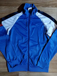 Diadora Mens Sweatshirt Track Jacket Zip Jumper Blue White Training - Picture 1 of 7