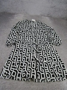 Zara Mini Dress Womens Medium Short Geometric Black Button Front NEW - Picture 1 of 10