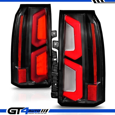 For 2015-20 For Chevy Suburban Tahoe Full LED C-Bar Black Tail Lights Lamp Pair - Image 1 of 4