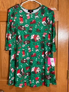 IZ BYER Girls XL (16) 3/4 Sleeve Christmas Holiday Dress Green Dog Print NWT NEW - Picture 1 of 6