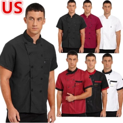 Mens Womens Long Sleeve Chef Jacket Coat Restaurant Kitchen Cook Shirt Work Tops - Image 1 of 2
