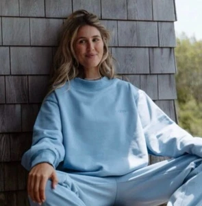 Parke Blue Mockneck Sweatshirt S/M Small Medium - Picture 1 of 5