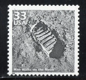 MAN WALKS ON THE MOON * HUELLA * 1969 APOLLO 11 ** Sello postal de EE. UU. MNH - Imagen 1 de 1
