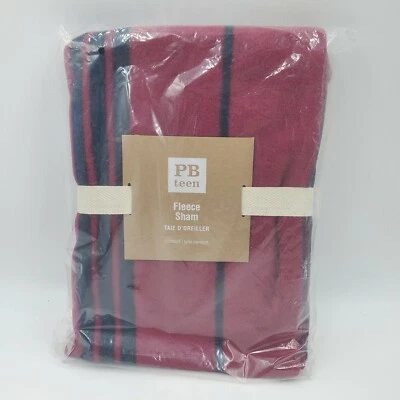 Pottery Barn PB Teens NWT Fleece Striped Plaid Pillow Sham Standard Red - Image 1 of 4