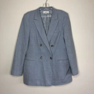 Reiss Womens Lauren Blazer Jacket Size 14 Pale Blue Wool Linen Blend - Picture 1 of 14