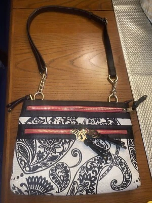 Bolso Bandolera SPARTINA 449 Negro Marfil Cachemira Lino Foto 1 de 4