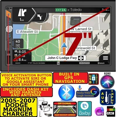 Dodge Magnum 2005 2006 2007 cargador navegación Bluetooth USB SD AUX estéreo de coche Foto 1 de 4