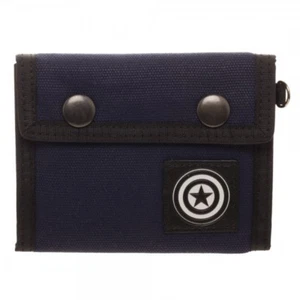 Captain America Canvas Tri-Fold Wallet with Snaps Shield Marvel Comics Avengers - Picture 1 of 6