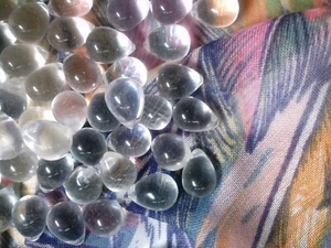 VTG 30 CLEAR GLASS 14X10.5mm FRINGE TEAR DROP BEADS top drilled #081813o - Picture 1 of 3
