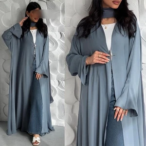 Maxi Vestido de Noche Vintage Abaya Mujeres Musulmán Abierto Cárdigan Batas Largas Ramadán - Imagen 1 de 23
