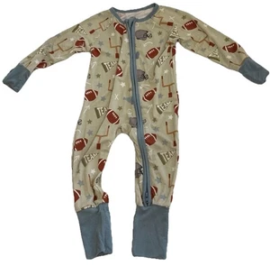 Emerson And Friends Size 6-12 Mo Game Day Bamboo Zip Sleeper Football Sports - Picture 1 of 8