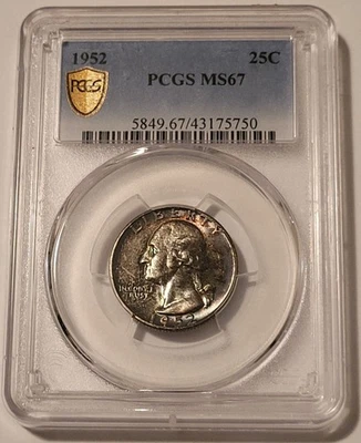 PCGS 1952 Washington Quarter MS67 Toned GSH - Image 1 of 4