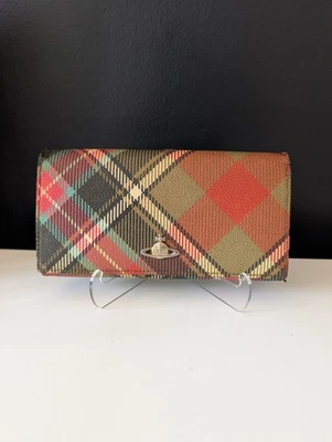 Cartera Larga Vivienne Westwood Usada en Excelente Condición de Lona Recubierta a Cuadros Foto 1 de 4