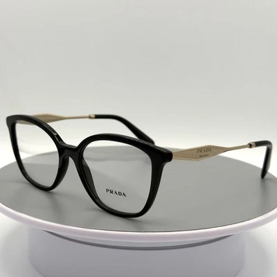 Prada PR 02ZVF Eyeglasses Frames Only Black Gold 54-17-140 READ - Image 1 of 4