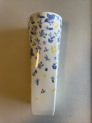 Jarrón Anthropologie Victoria Geo Floral Azul 12” Alto Raro Agotado Foto 1 de 4