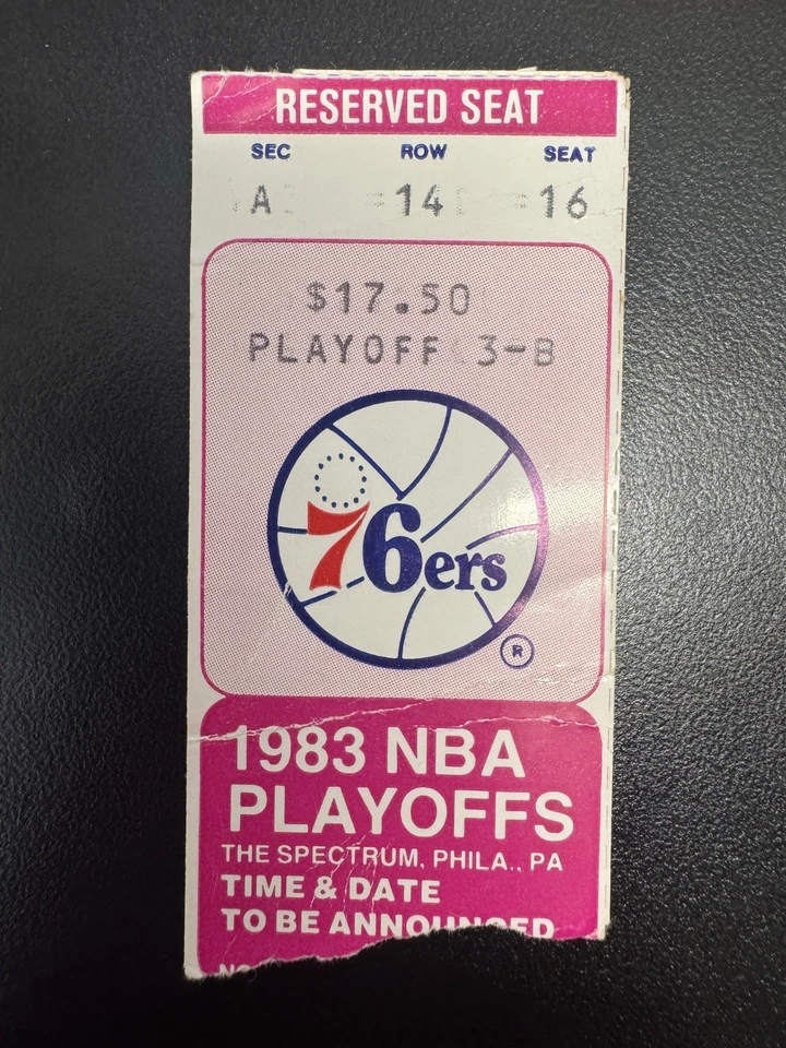 1983 Филадельфия 76ers плей-офф НБА билет заглушка - плей-офф 3-B - Изображение 1 из 2