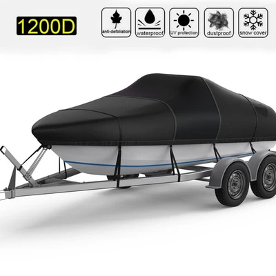 1200D Waterproof Heavy Duty Trailerable Boat Cover Fishing Fits V-Hull 16-22Ft - Image 1 of 4