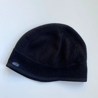 Vintage Patagonia Beanie Synchilla Fleece Hat Size Medium Black USA Made - Image 1 of 4