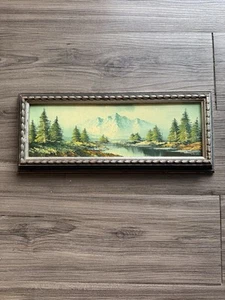 Pintura al óleo Joachim Lang - Paisaje de montaña, enmarcado 14x6, firmado 2003 (A60) - Imagen 1 de 3