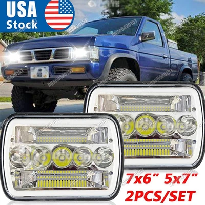 For Nissan Pickup Hardbody D21 2Pcs 7x6" LED Headlights DRL High/Low Beam NEW A+ - Image 1 of 4