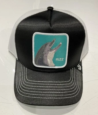 Sombrero de camionero Goorin Bros The Farm Rizzky Bizznizz Dolphin negro/blanco - Nuevo con etiquetas Foto 1 de 4
