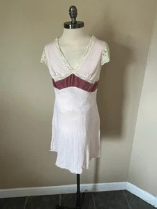 VTG Mimi Maternity Y2K Pink Lace Nightgown Dress Size Lg - Picture 1 of 6