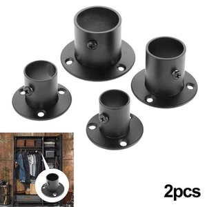 Heavy Duty Stainless Steel Wardrobe Bracket with Flange Set of 2 (Black) - Picture 1 of 67