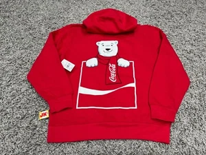 NEW Coca Cola Hoodie Adult Medium Red White Polar Bear Disney Epcot Club Cool - Picture 1 of 7