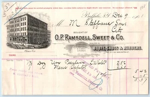 Ephemera BILLHEAD RICEVUTA O P Ramsdell Sweet & Co 12/9 1901 Buffalo NY - Foto 1 di 2