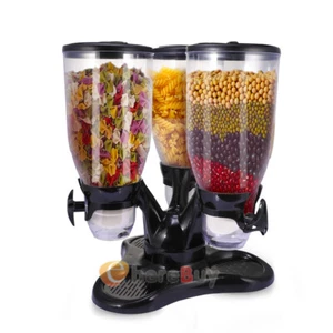 10.5L DRY FOOD STORAGE TRIPLE CEREAL DISPENSER CONTAINER DISPENSE MACHINE HOME - Picture 1 of 12