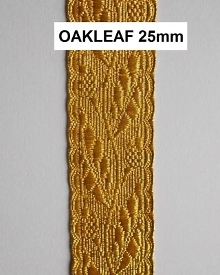 padrão folha de carvalho uniforme de renda trança militar ouro mylar - Pacote com 100 metros - Imagem 1 de 4