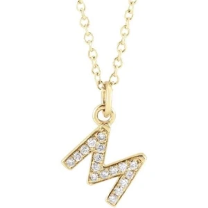 Initialen Diamant Collier 14K Gelb Rose Weißgold A bis Z 16-18 in Adj Kette - Bild 1 von 12