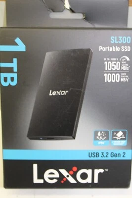 Lexar SL300 1 TB USB 3.2  Gen2 Type-C Portable SSD, Black #LSL300001T-RNBNG  NEW - Image 1 of 4