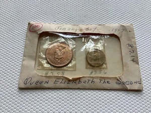 Juego de monedas de 1/12 y 1/4 chelín Reina Isabel II 1957 Baliwick de Jersey - Imagen 1 de 3