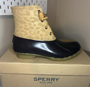Sperry Saltwater Duck Boots Cheetah Tan | Women’s Size 8