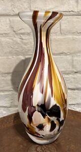 Vintage Large Murano Style Multicoloured Glass VASE 26 cm high. Blown Glass